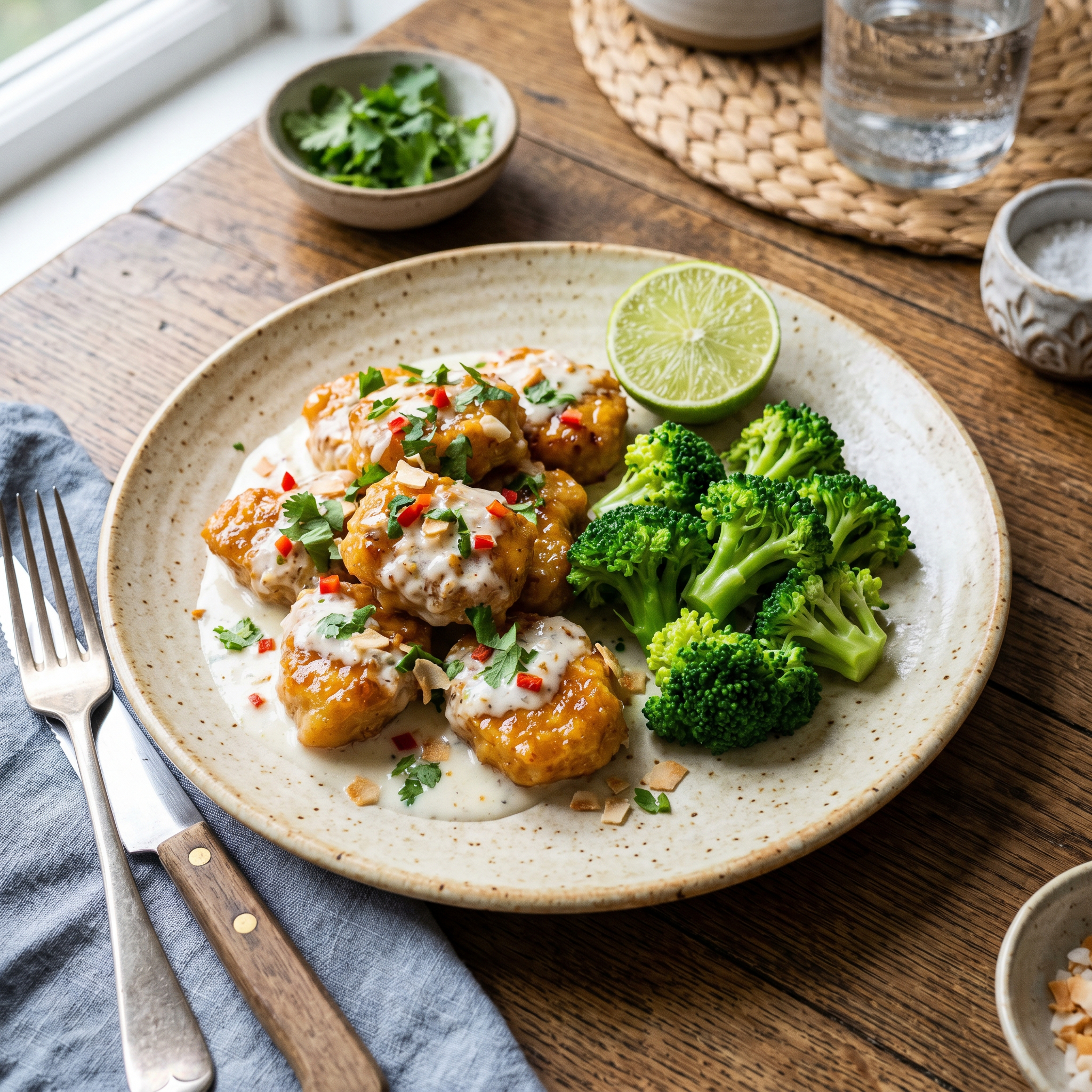 Brazilian Coconut-Ginger Chicken: Tropical Bites with Fresh Broccoli