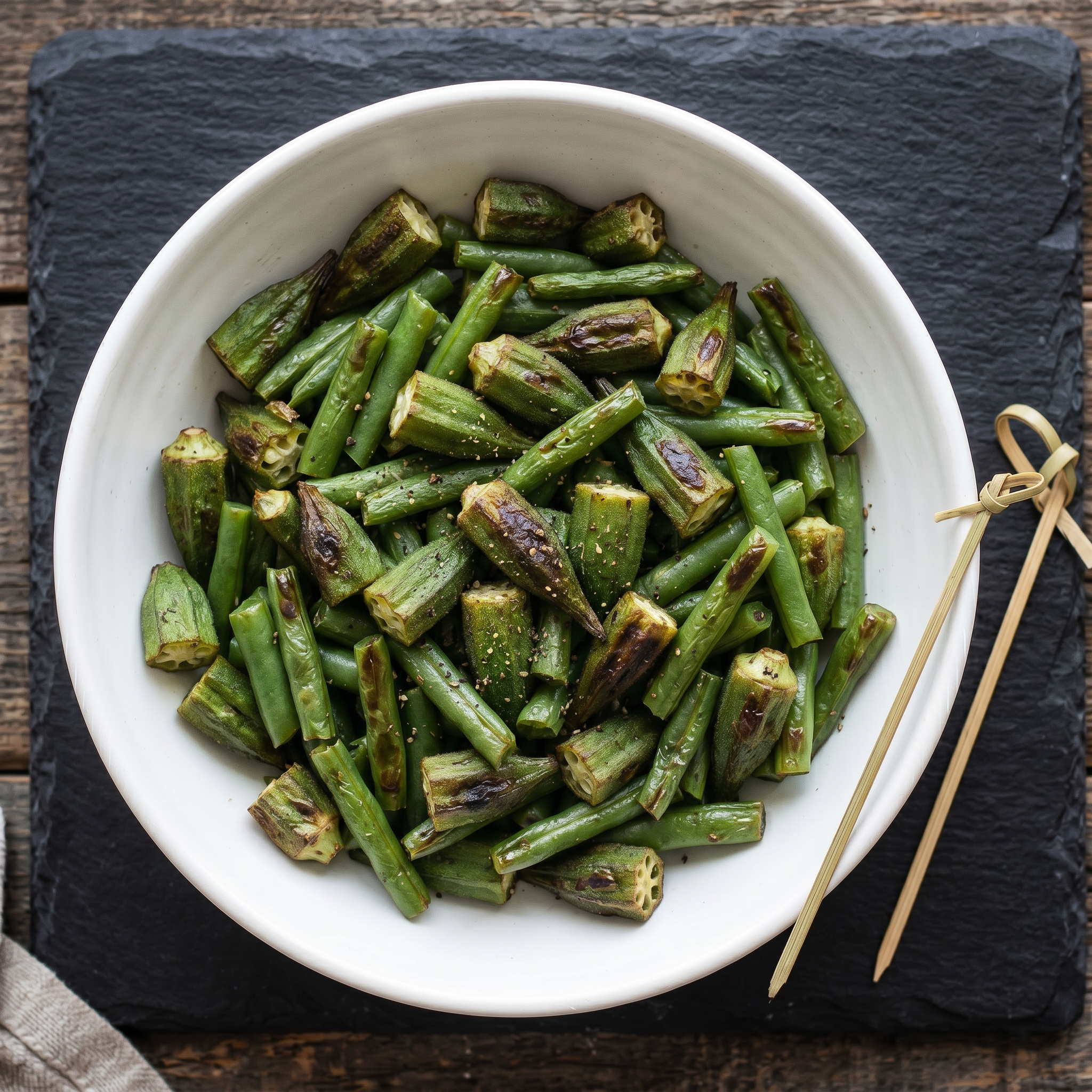 Emerald Zen Bites: Crispy Okra & Green Bean Refreshers