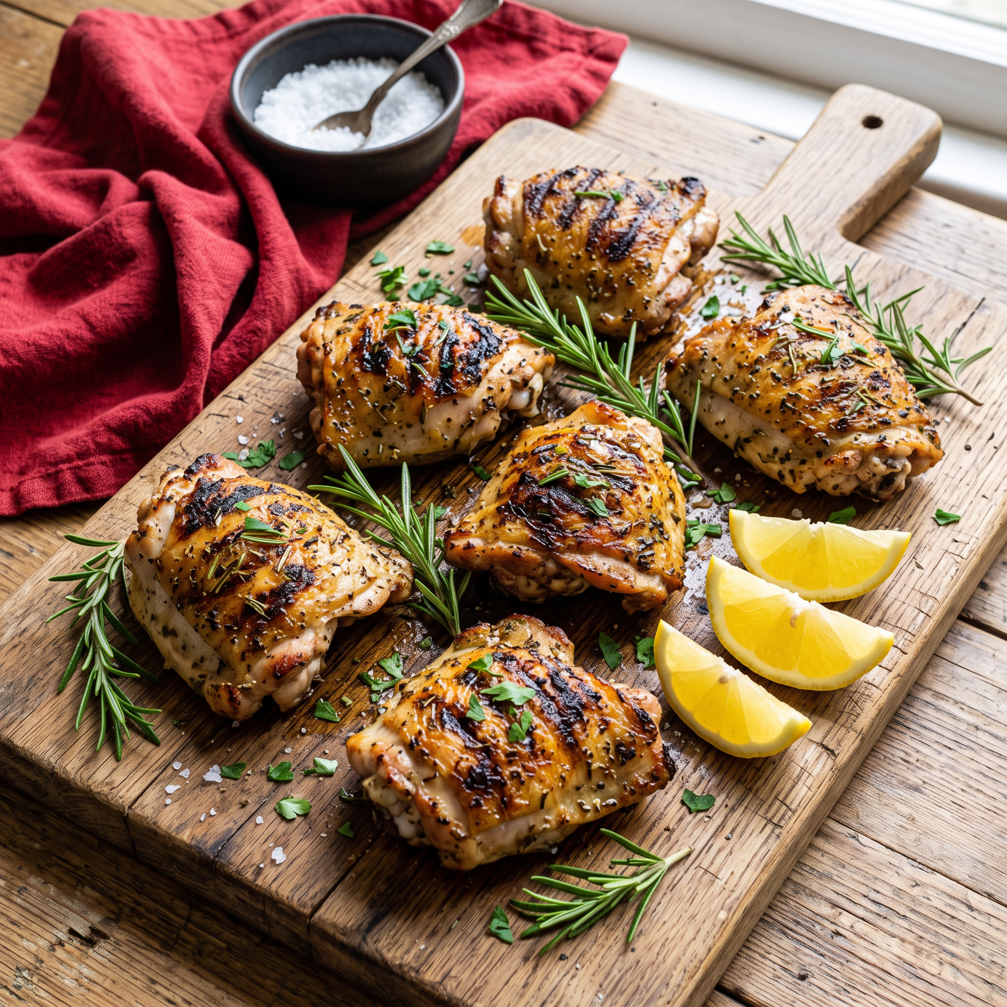 Grilled Italian Herb Chicken Thighs with Zesty Lemon