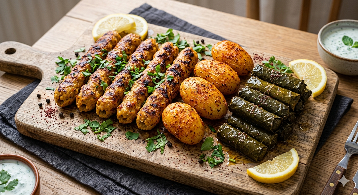 Healthy Pakistani Chicken Kebab & Spiced Potato Platter