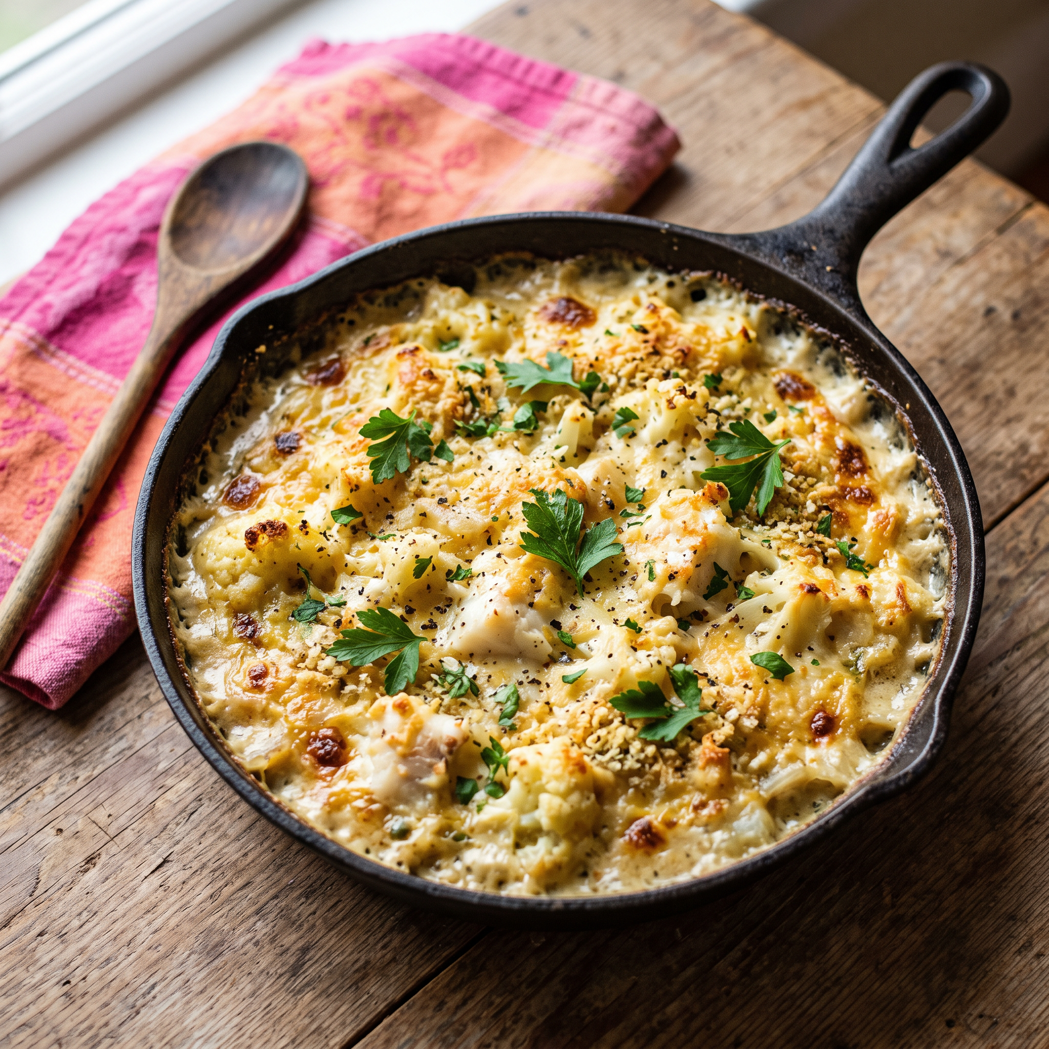 Hearty Creamed Fish & Cauliflower Bake