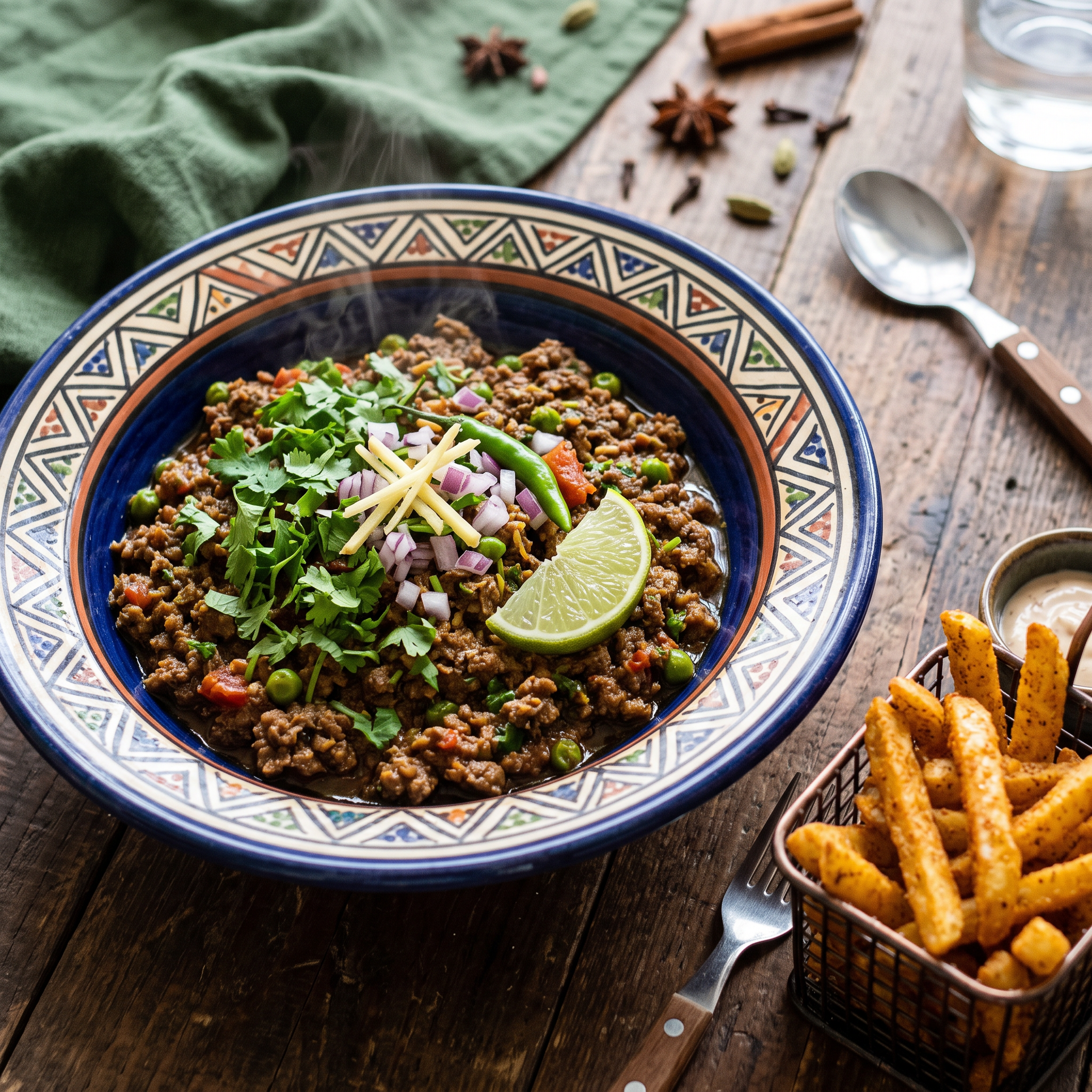 Quick Pakistani Beef Keema with Crispy Fries