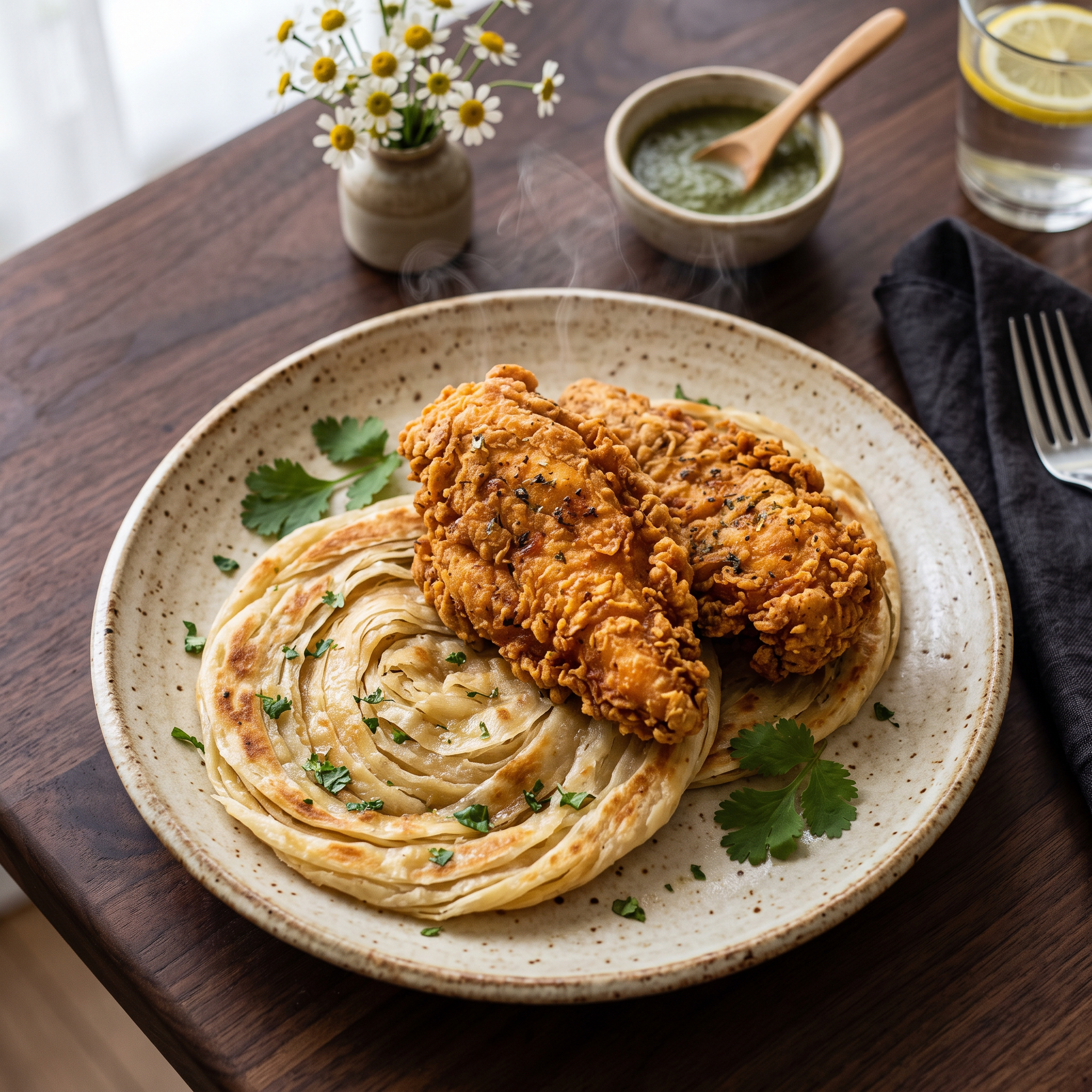 Quick Thai-Style Crispy Chicken & Flaky Paratha