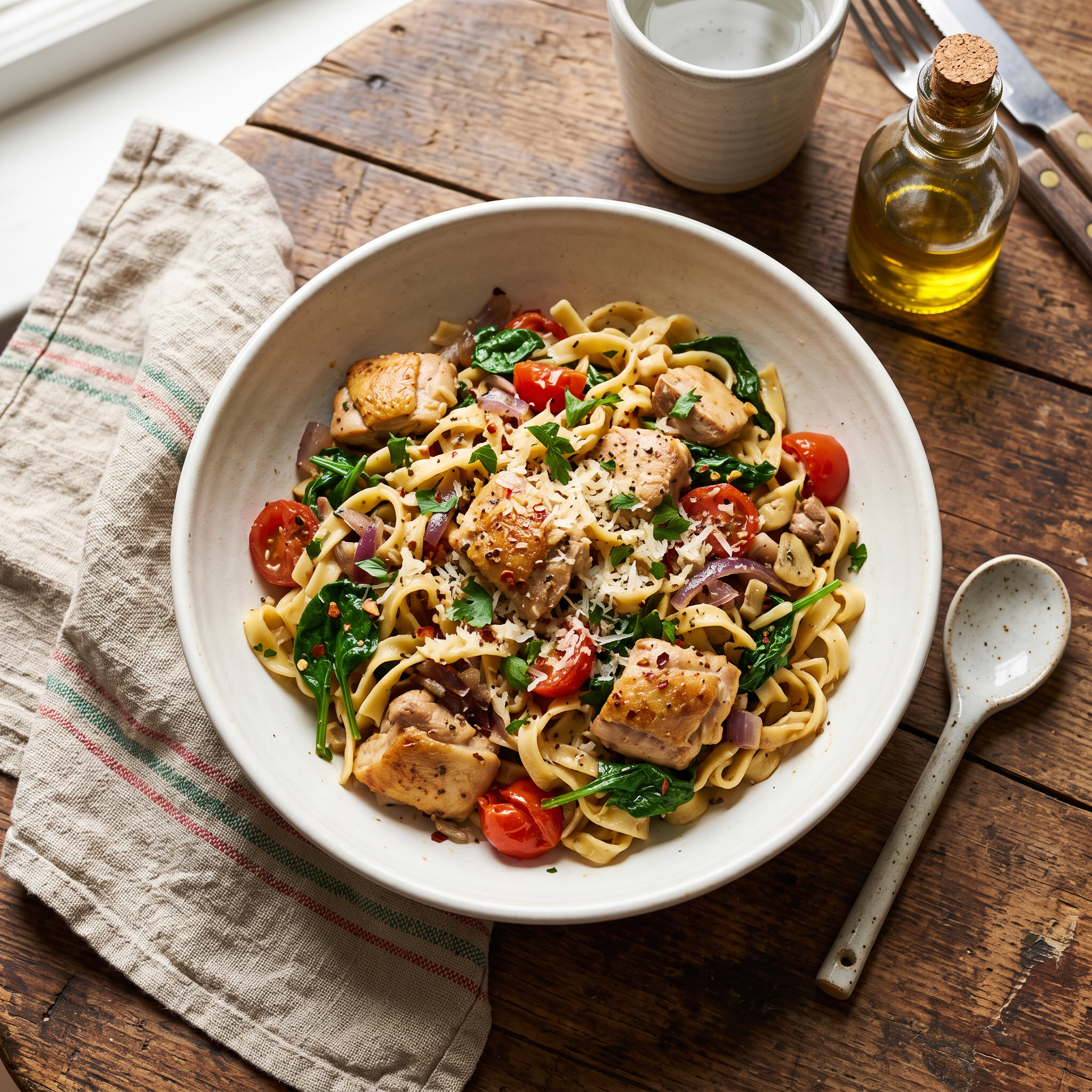 Rustic Italian-Style Chicken & Noodle Scramble
