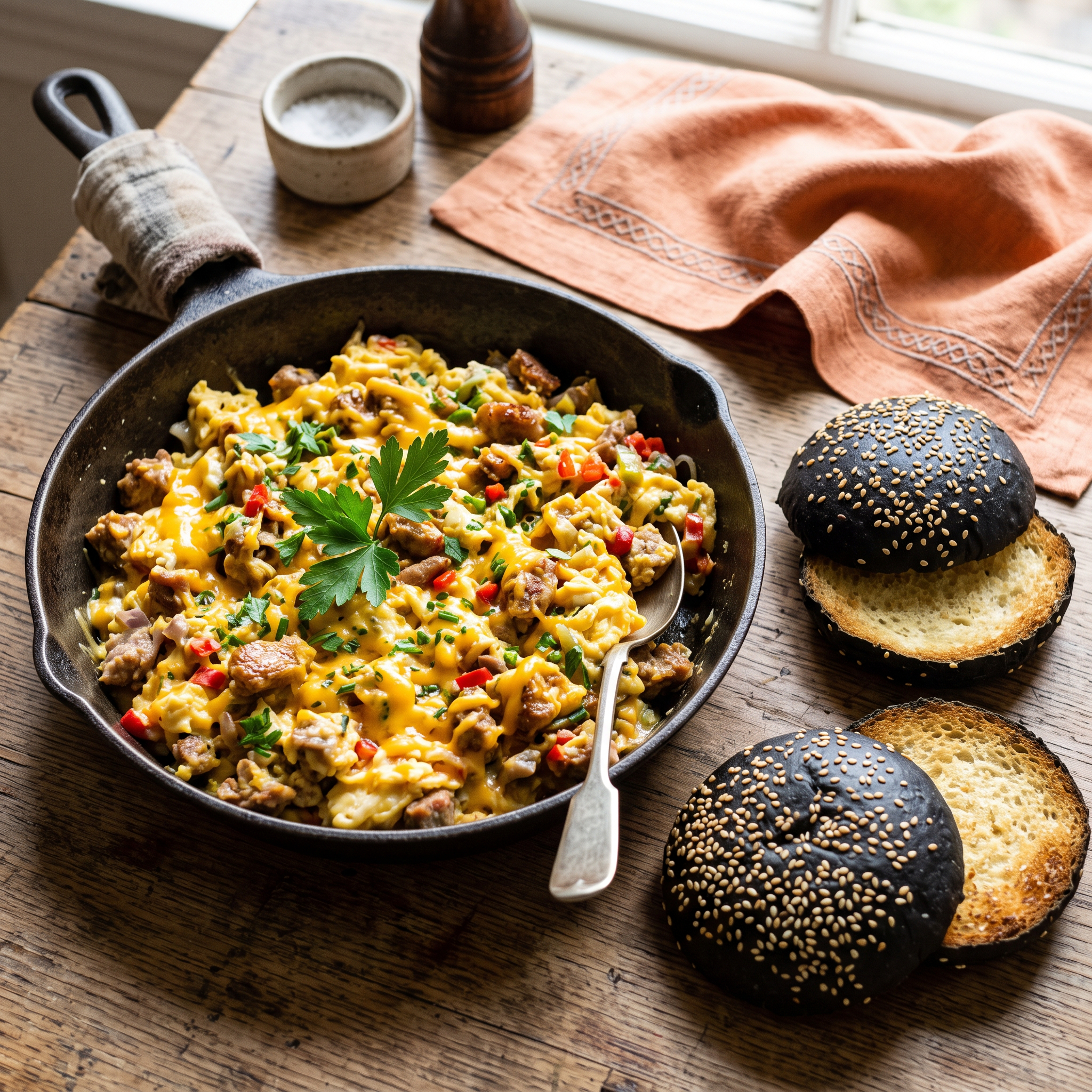 Savoury Italian Duck Scramble with Creamy Cheddar