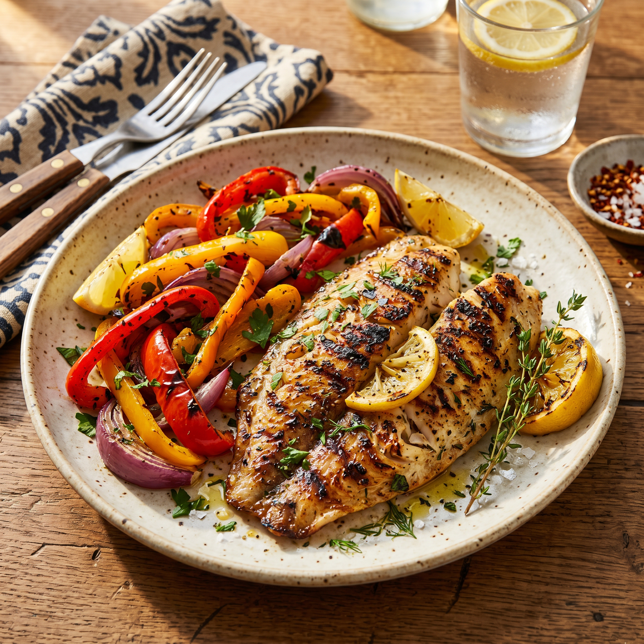 Smoky Grilled Tilapia & Charred Bell Peppers