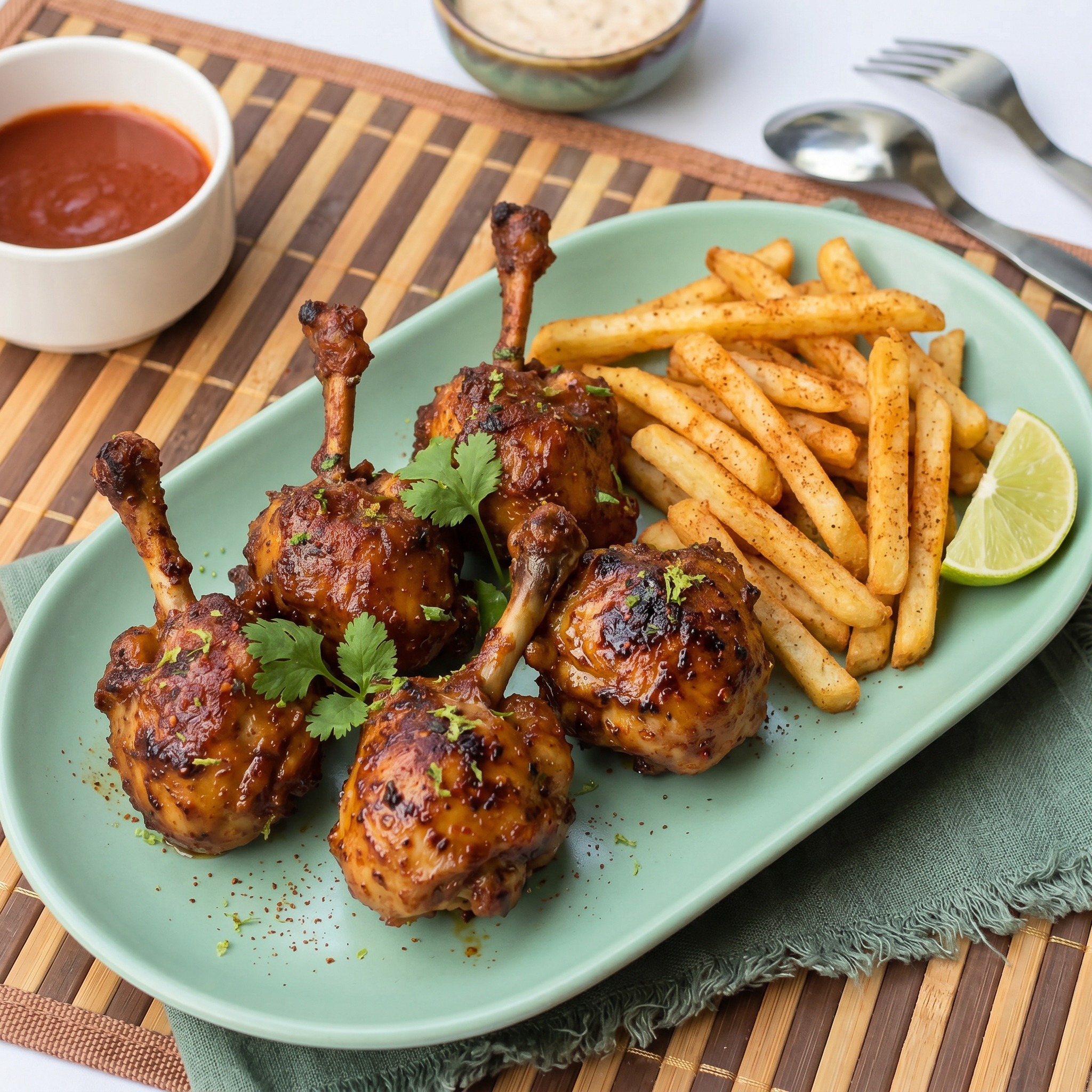Smoky Mexican Chicken Lollipops with Zesty Fries
