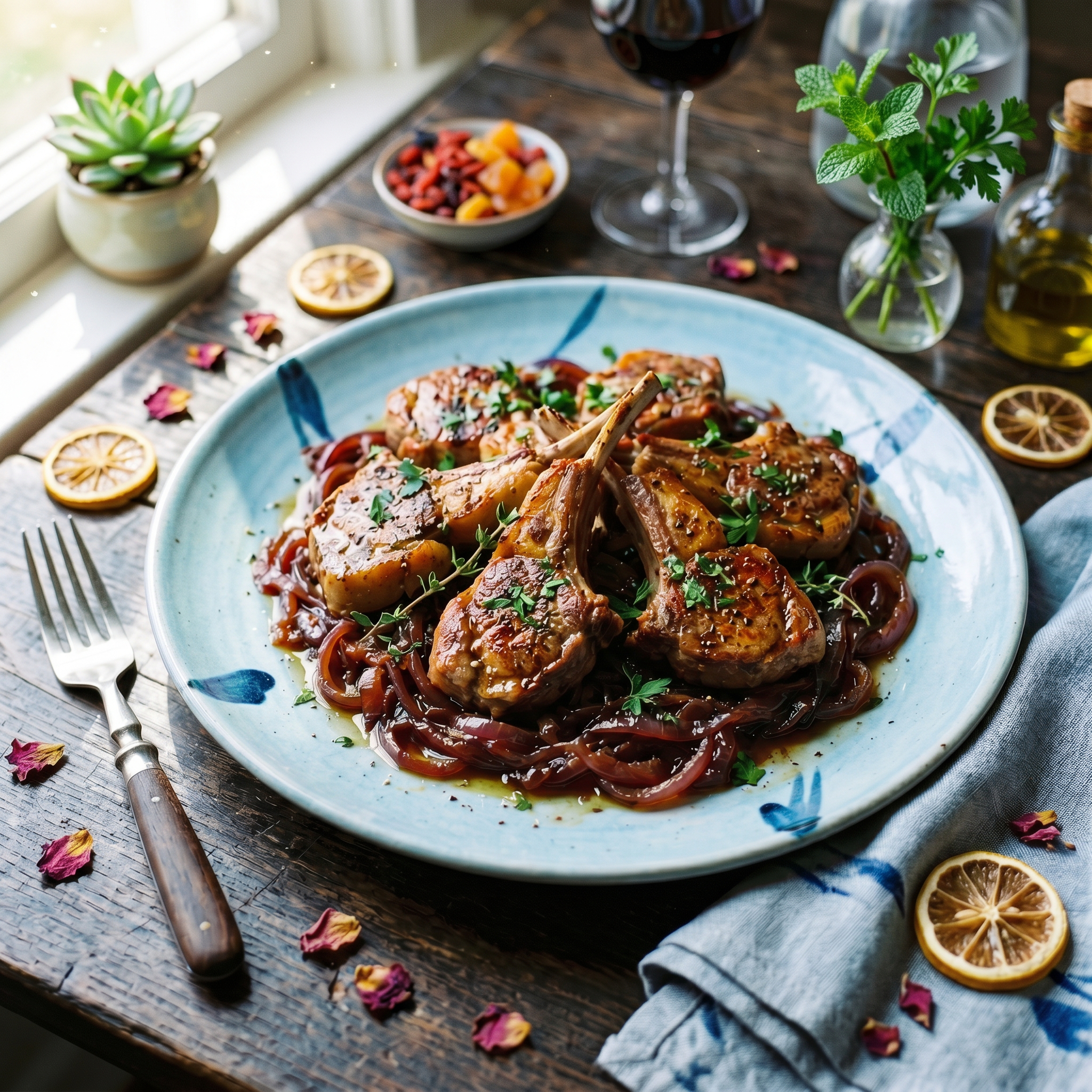 Spanish-Style Lamb Chaap with Sweet Red Onions