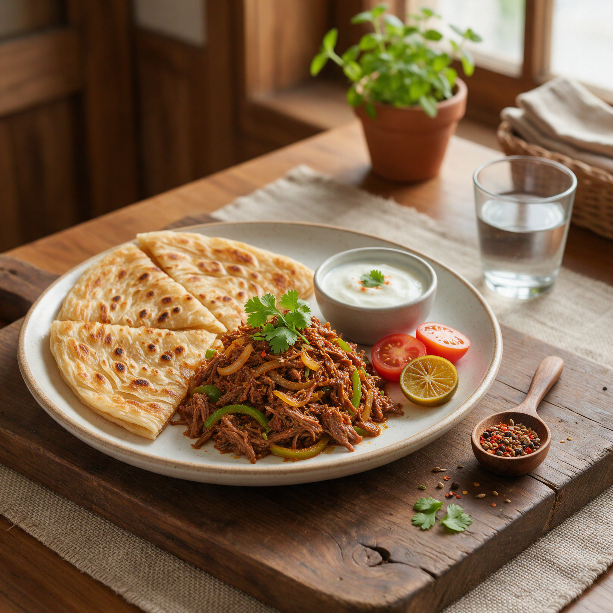Spiced Brisket Paratha: A Hearty Pakistani Breakfast