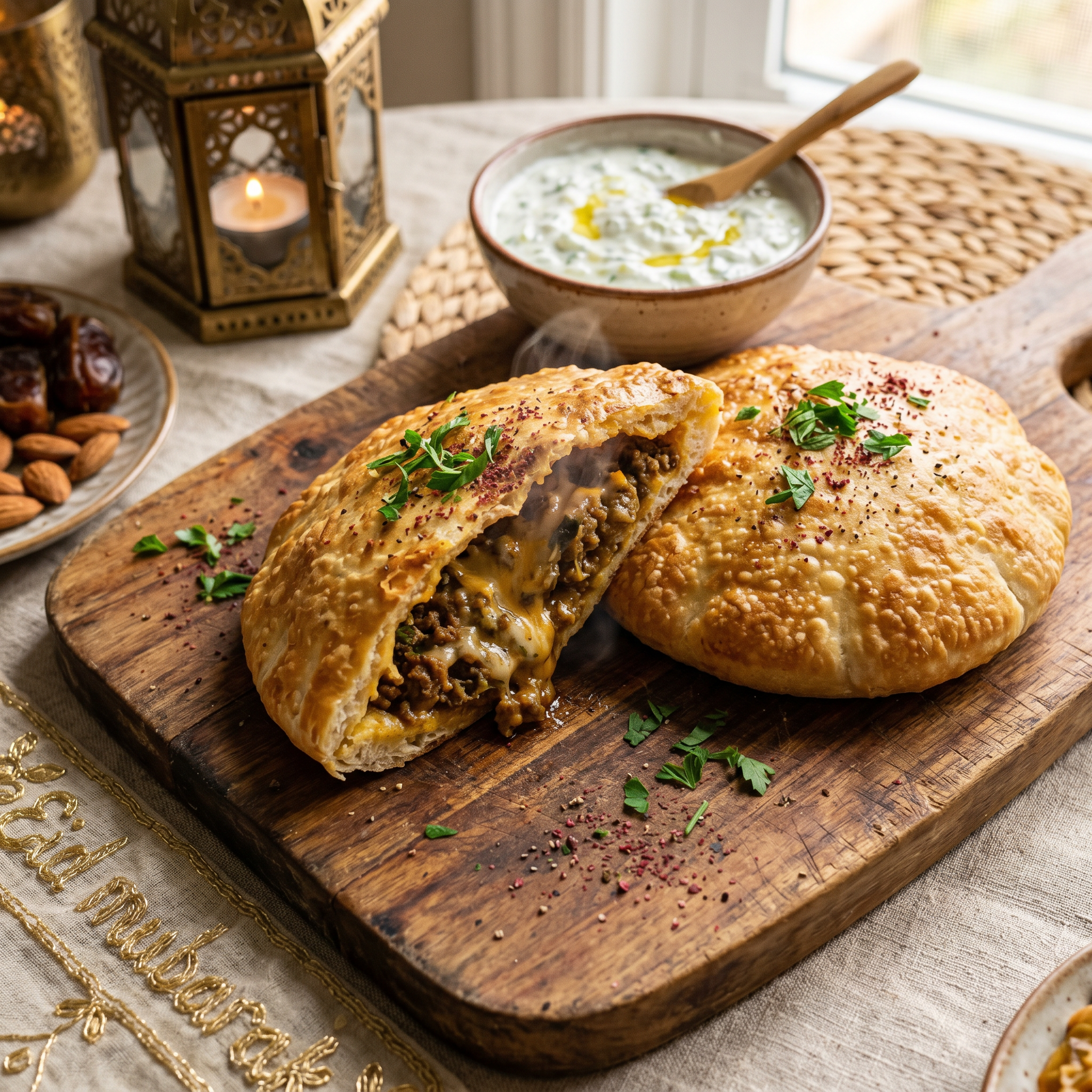 Spiced Keema & Cheese Khobz Pockets