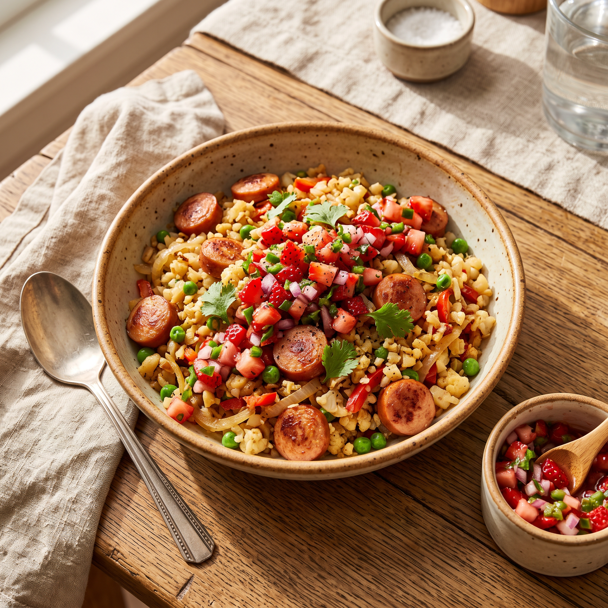 Sunrise Fiesta Franks & Cauliflower Hash