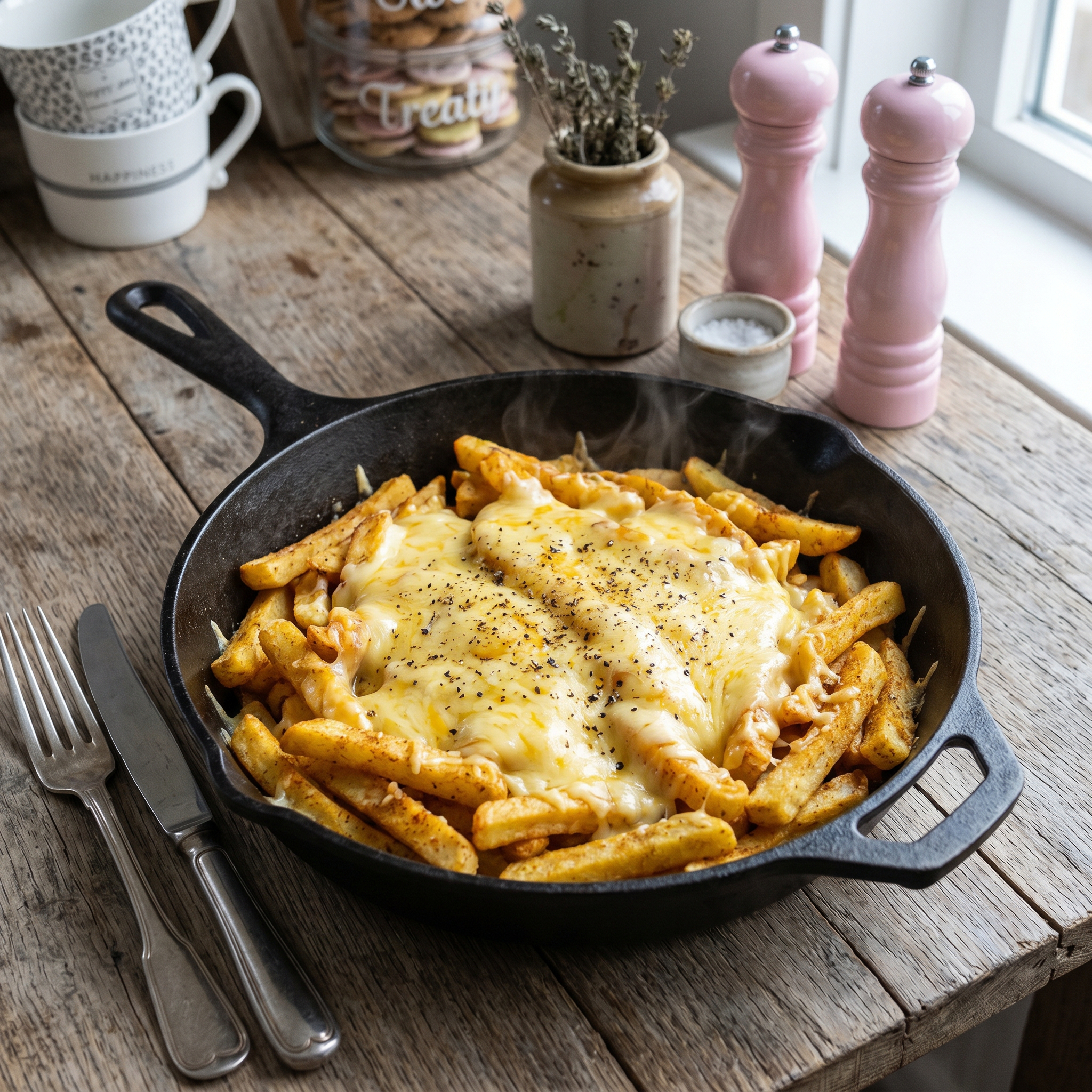 Sunrise Skillet: Crispy Masala Potatoes with Melted Cheese