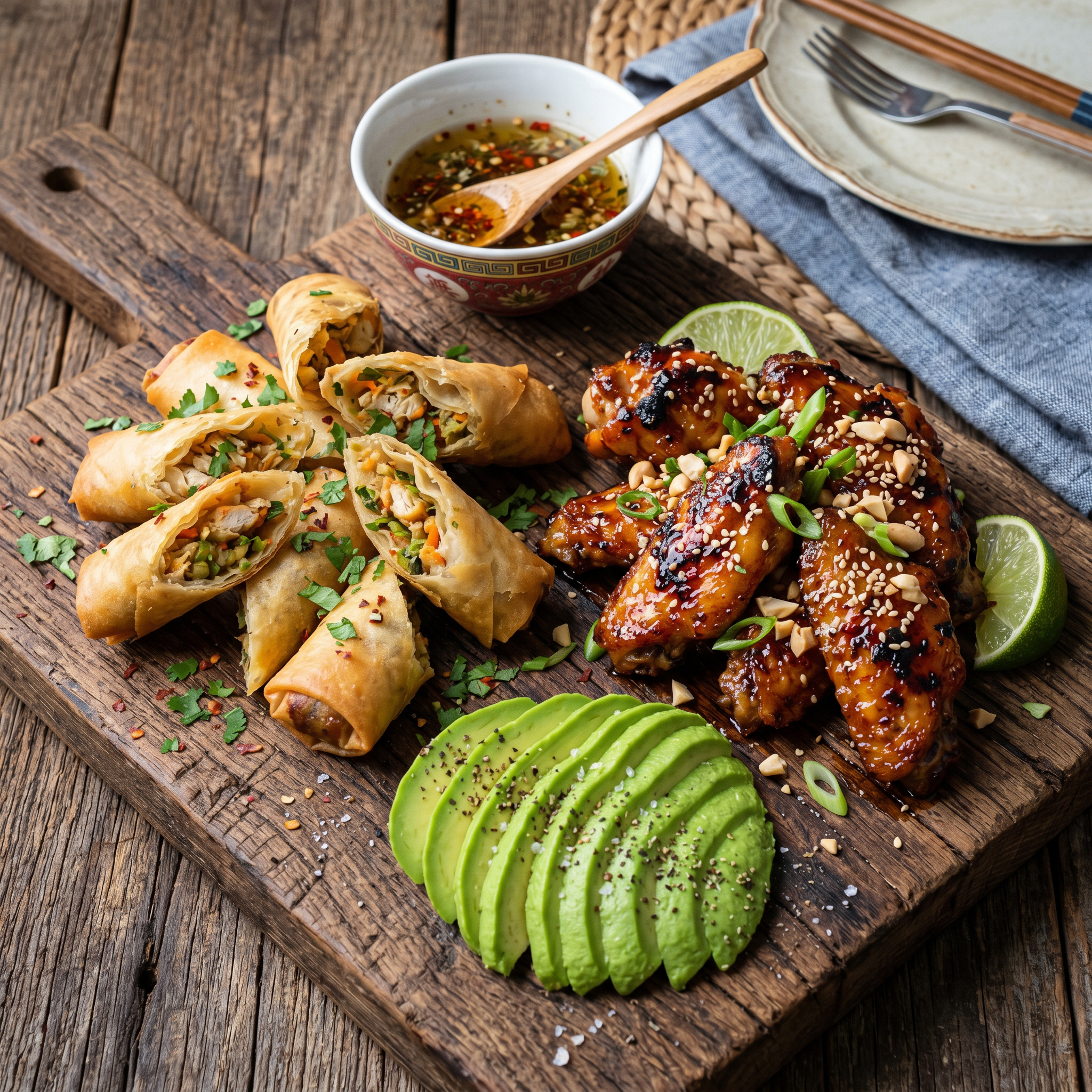Thai-Inspired Crispy Chicken & Spring Roll Platter