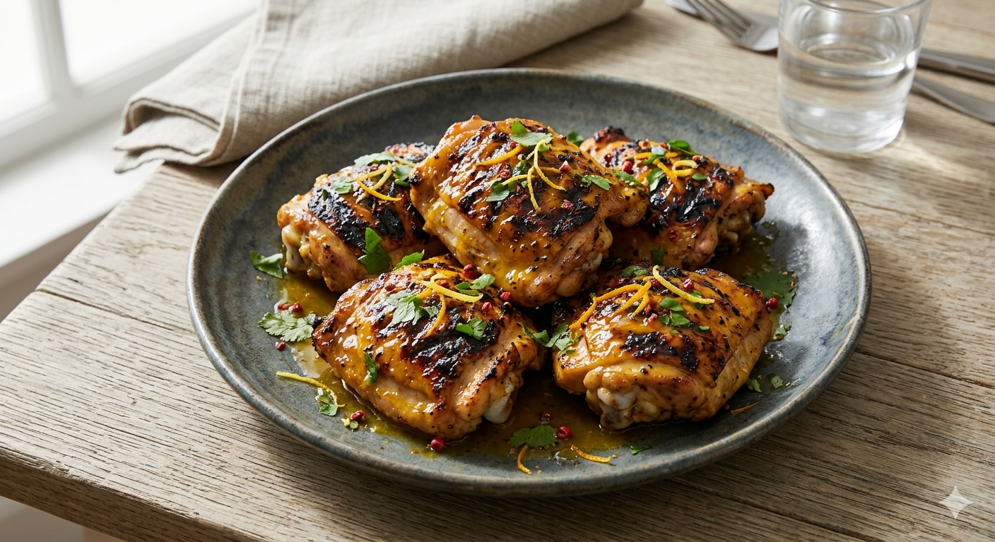Zesty Mediterranean Chicken Thighs with Passion Fruit Kiss