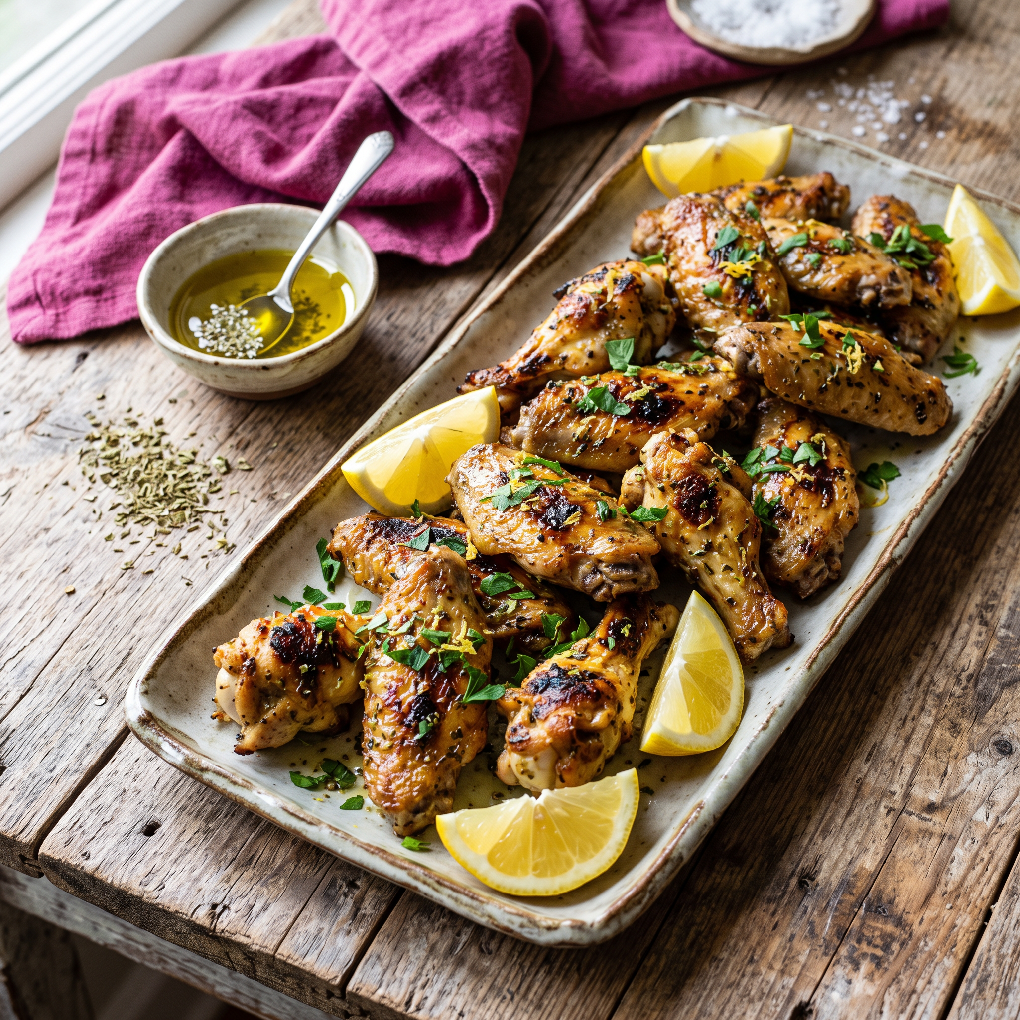 Zesty Mediterranean Lemon-Herb Roasted Chicken Wings