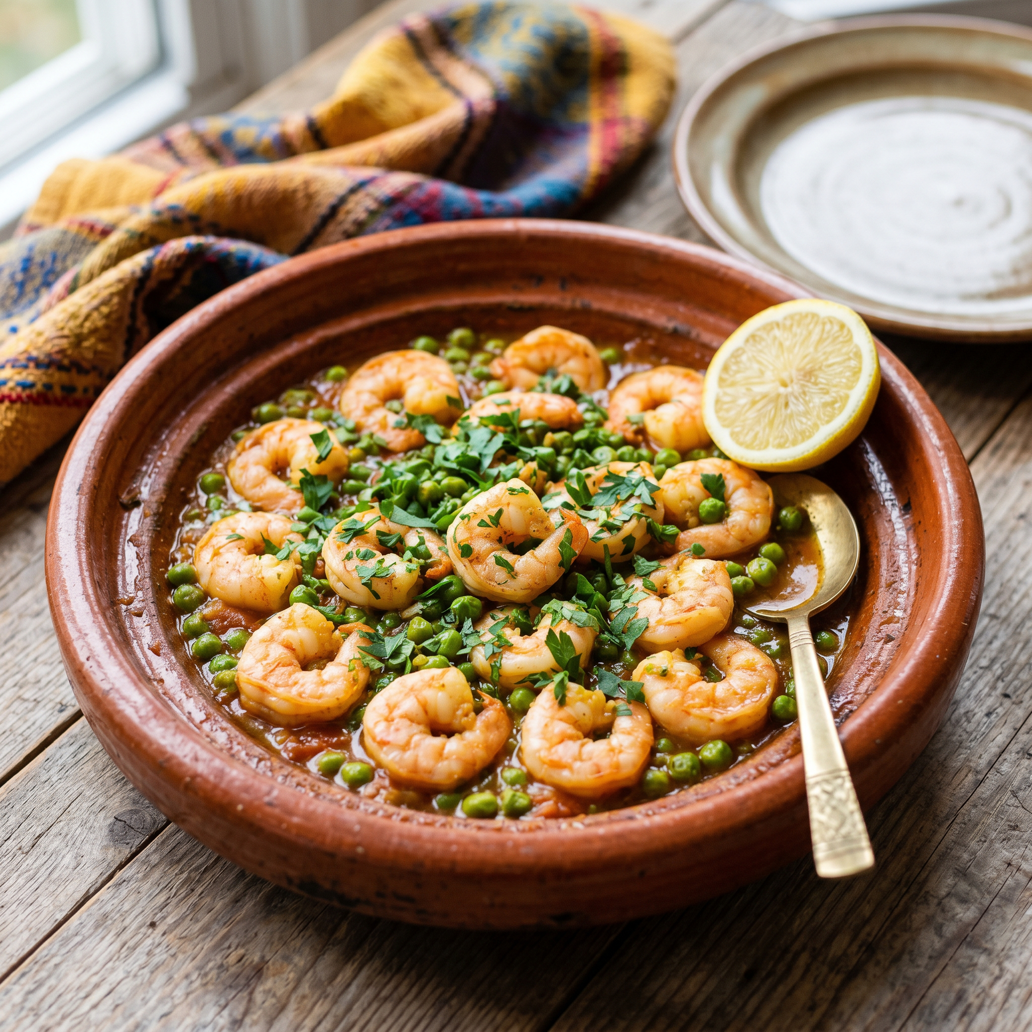 Zesty Moroccan Shrimp with Green Peas