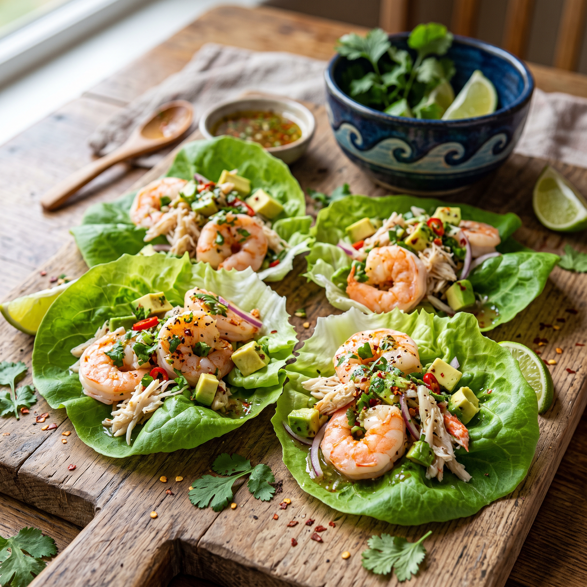 Zesty Shrimp & Crab Lettuce Wraps